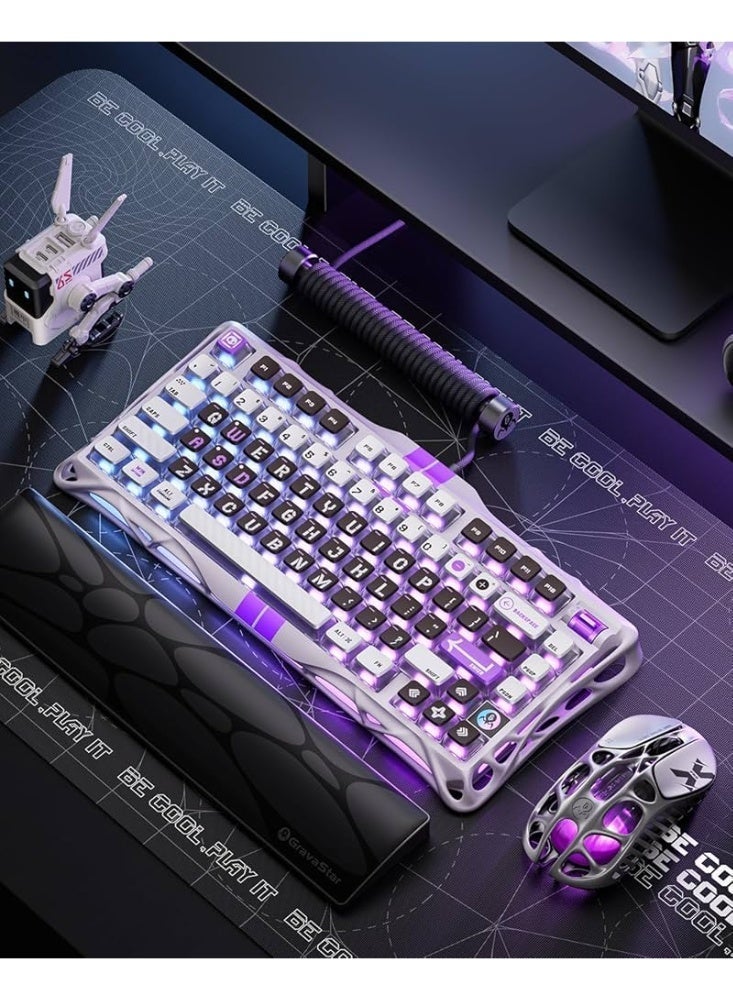جرافا ستار لوحة مفاتيح GravaStar Mercury V75 HE - لوحة مفاتيح ألعاب مغناطيسية بتأثير هول بنسبة 75%، 79 مفتاحًا، تردد 8000 هرتز، 0.005RT، USB-C سلكي، إضاءة خلفية RGB، تشغيل قابل للتعديل، هيكل شبه ألومنيوم - رمادي ميكا - Image 1